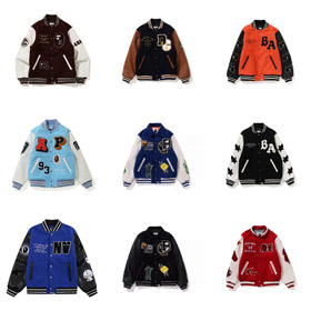 BAPE Colorblock digital embroidered patch baseball jacket-4242  