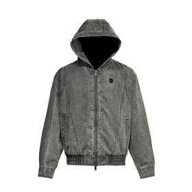 Darkage new washed and distressed hooded jacket with rivets-5013  